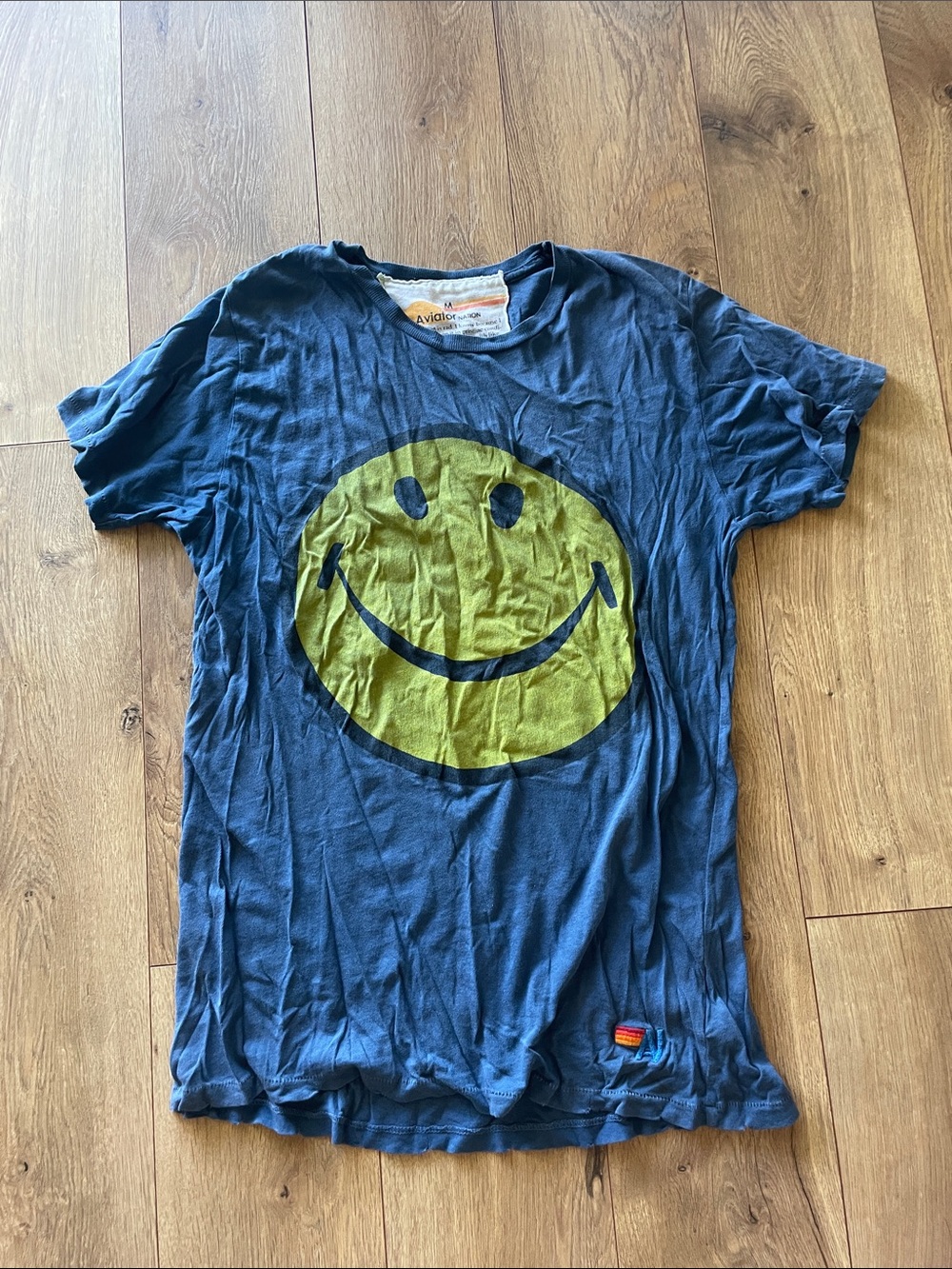 Aviator Nation Navy Blue Smiley Face Short Sleeve Tee